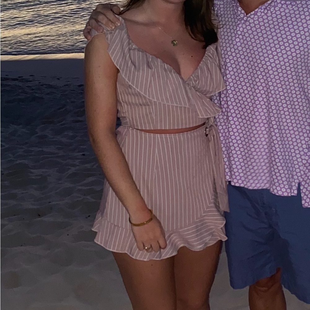 Striped Pink Ruffle romper